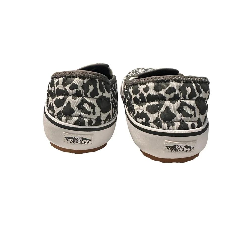 Vans Slip-Er Kids Leopard Print Quilted UltraCush Slip On Shoes Black White 1.0